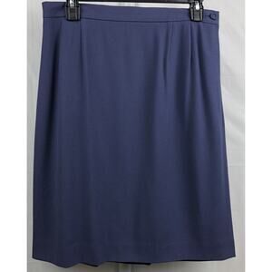 Lands End Skirt Women Petite 12 Periwinkle Blue Wool Blend Fully Lined Pockets